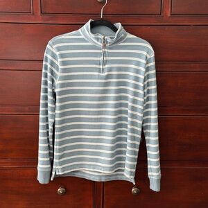 J. Crew Factory Blue and White Striped Kids Half-Zip Sweater